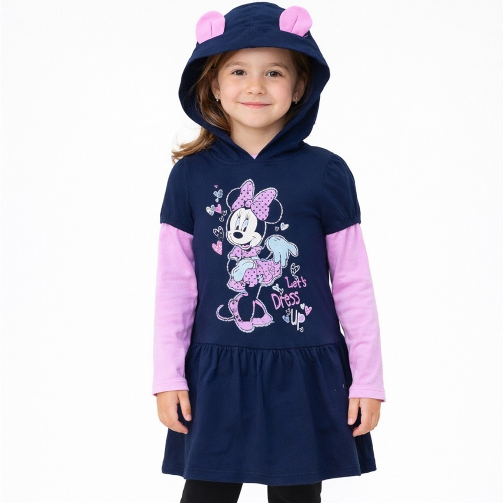 Disney Minnie Mouse girl’s Let’s Dress Up hooded mouse ears dress size 6